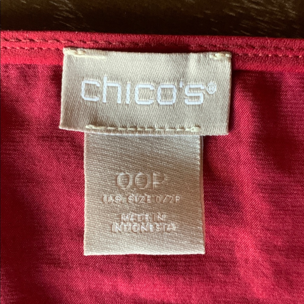 Chico’s womens burgundy blouse flowy drapey seems oversized size 00P - Picture 4 of 12